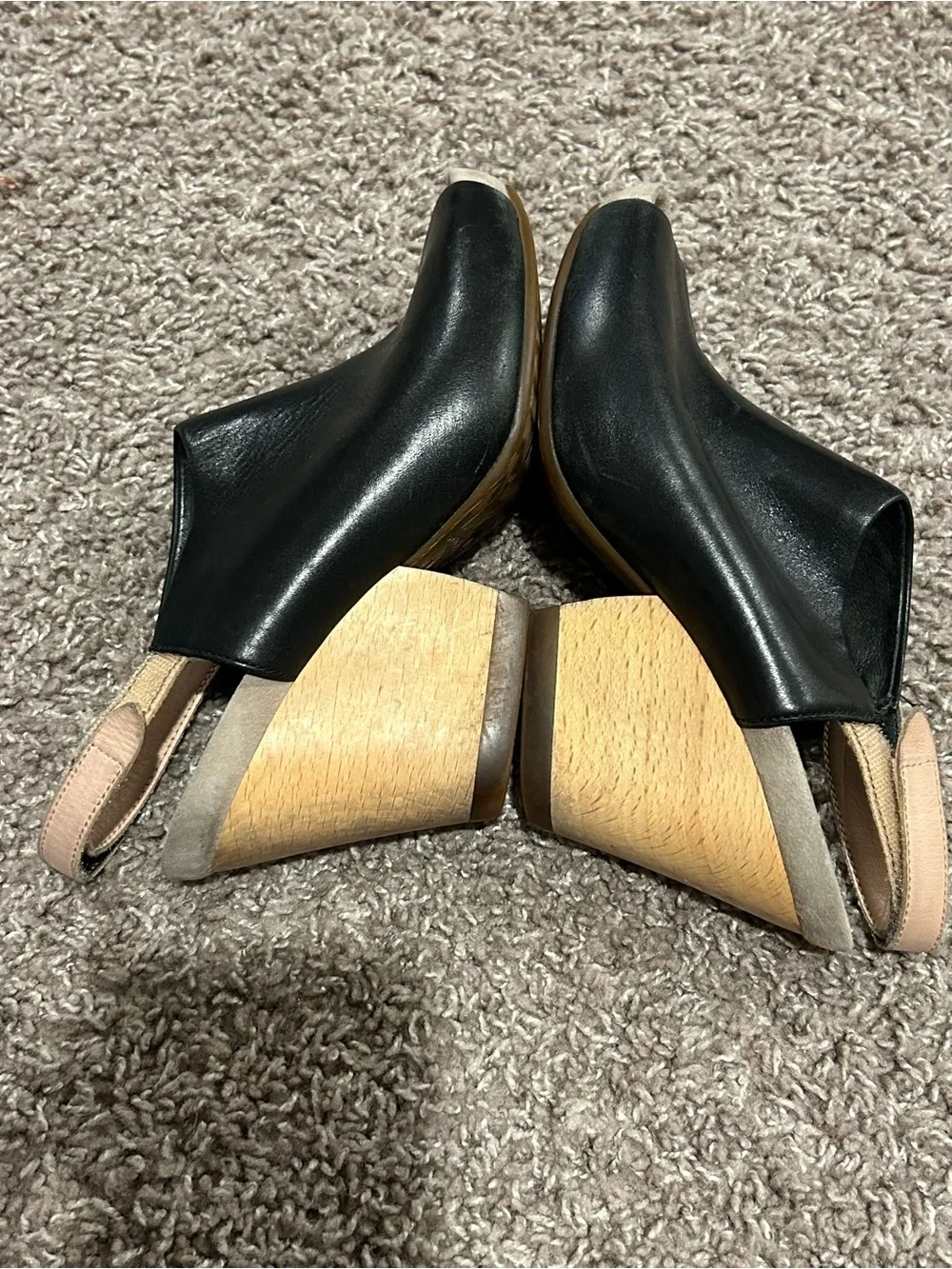 Camper Allegra Leather Peep Toe Mule Wedge Sandal , size 37/7 US